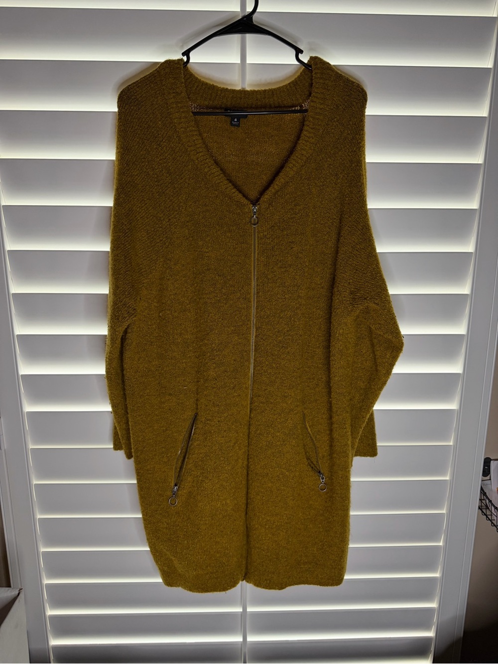 torrid Mustard Zip-Front V-Neck Long Sweater